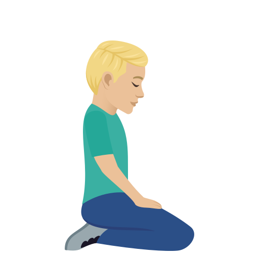 Man Kneeling Facing Right: Medium-Light Skin Tone on JoyPixels