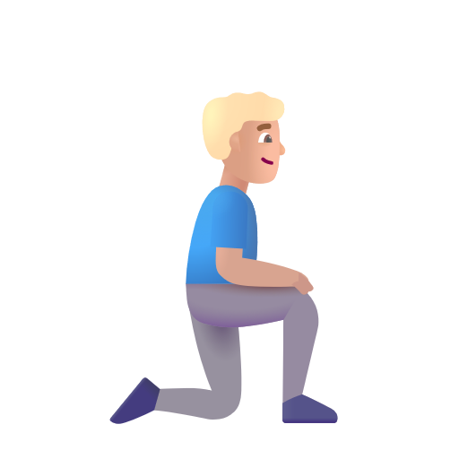 Man Kneeling Facing Right: Medium-Light Skin Tone on Microsoft 3D