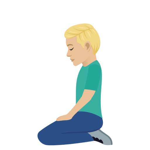 Man Kneeling: Medium-Light Skin Tone on JoyPixels
