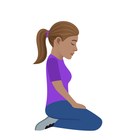 Woman Kneeling Facing Right: Medium Skin Tone on JoyPixels