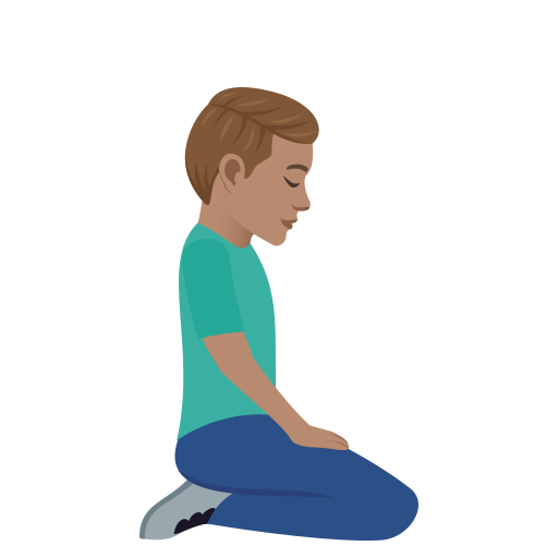 Man Kneeling Facing Right: Medium Skin Tone on JoyPixels