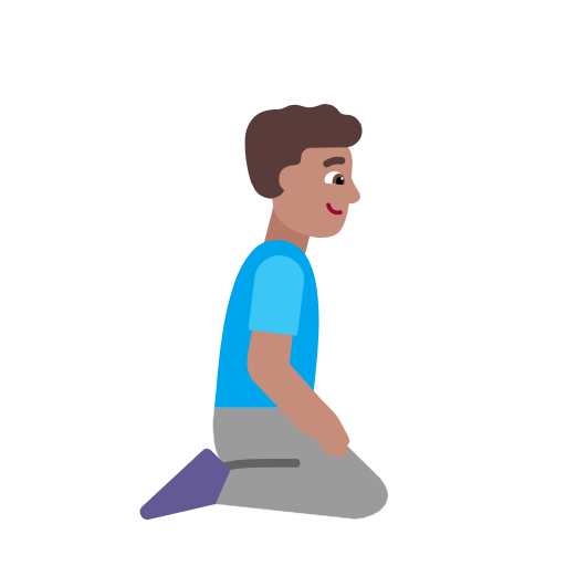 Man Kneeling Facing Right: Medium Skin Tone on Microsoft Fluent