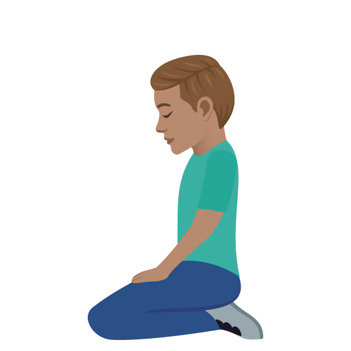 Man Kneeling: Medium Skin Tone on JoyPixels
