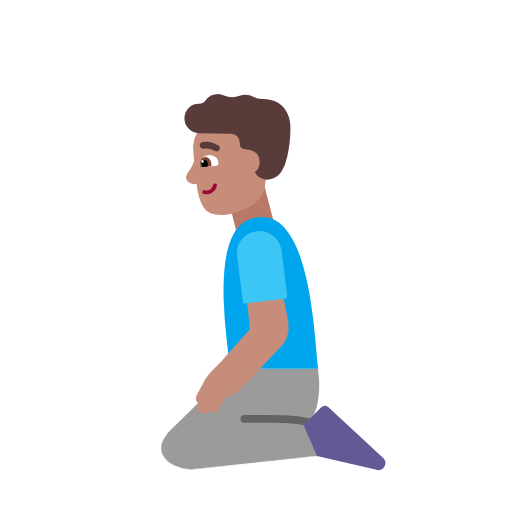 Man Kneeling: Medium Skin Tone on Microsoft Fluent