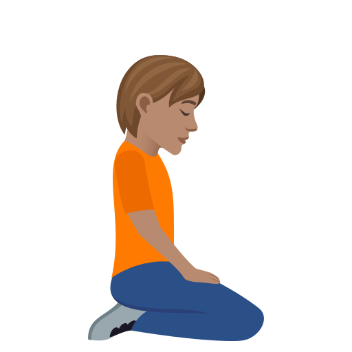 Person Kneeling Facing Right: Medium Skin Tone on JoyPixels