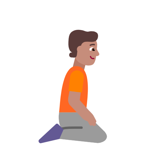 Person Kneeling Facing Right: Medium Skin Tone on Microsoft Fluent