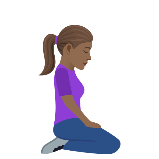 Woman Kneeling Facing Right: Medium-Dark Skin Tone on JoyPixels