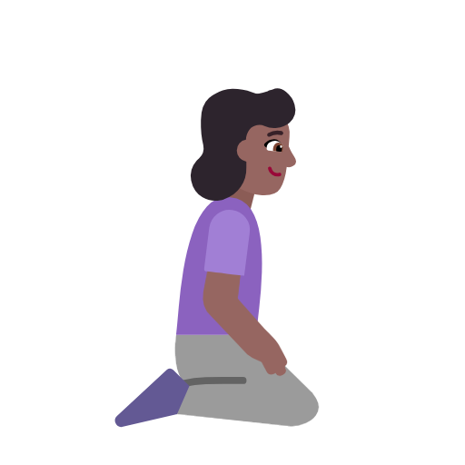 Woman Kneeling Facing Right: Medium-Dark Skin Tone on Microsoft Fluent