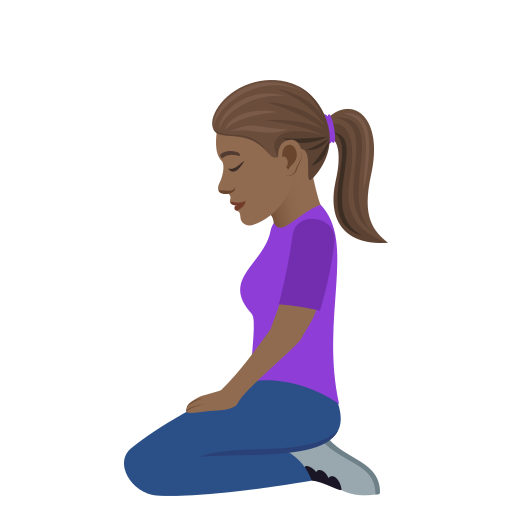 Woman Kneeling: Medium-Dark Skin Tone on JoyPixels