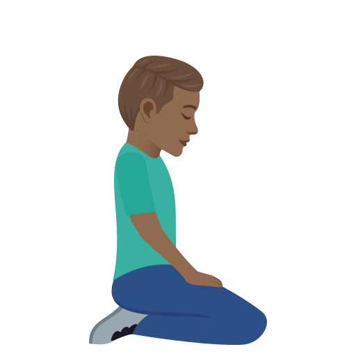 Man Kneeling Facing Right: Medium-Dark Skin Tone on JoyPixels