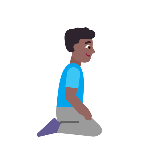 Man Kneeling Facing Right: Medium-Dark Skin Tone on Microsoft Fluent