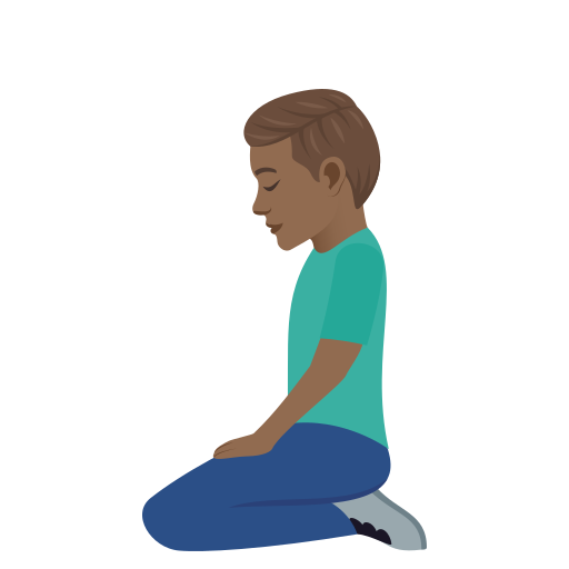 Man Kneeling: Medium-Dark Skin Tone on JoyPixels