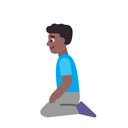 Man Kneeling: Medium-Dark Skin Tone on Microsoft Fluent
