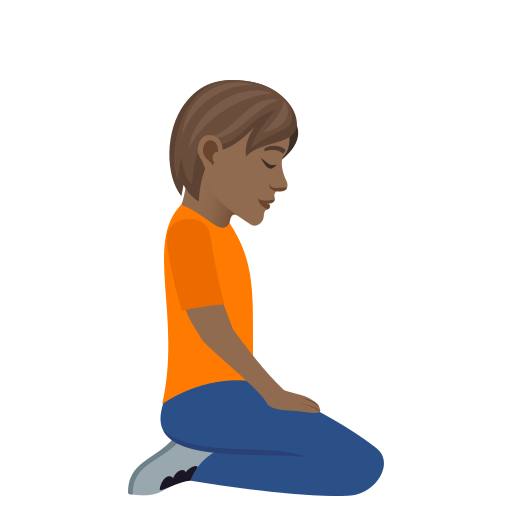Person Kneeling Facing Right: Medium-Dark Skin Tone on JoyPixels