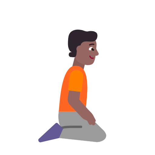 Person Kneeling Facing Right: Medium-Dark Skin Tone on Microsoft Fluent