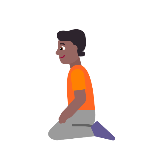 Kneeling Person: Medium-Dark Skin Tone on Microsoft Fluent
