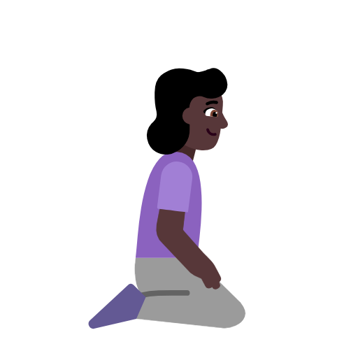 Woman Kneeling Facing Right: Dark Skin Tone on Microsoft Fluent