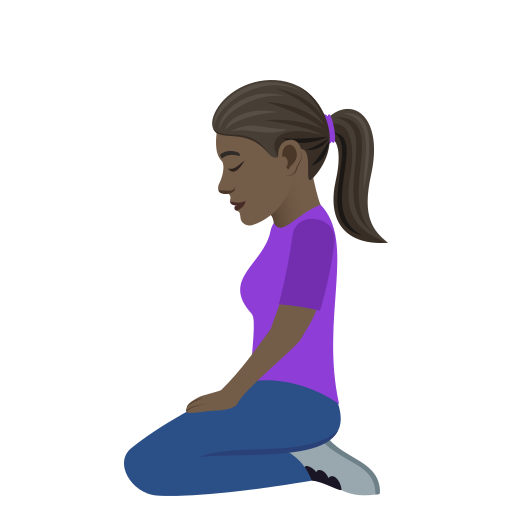 Woman Kneeling: Dark Skin Tone on JoyPixels