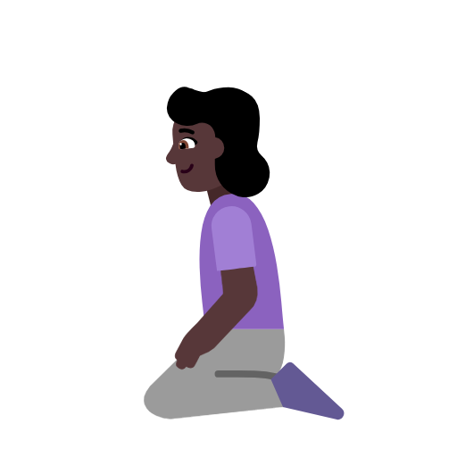 Woman Kneeling: Dark Skin Tone on Microsoft Fluent