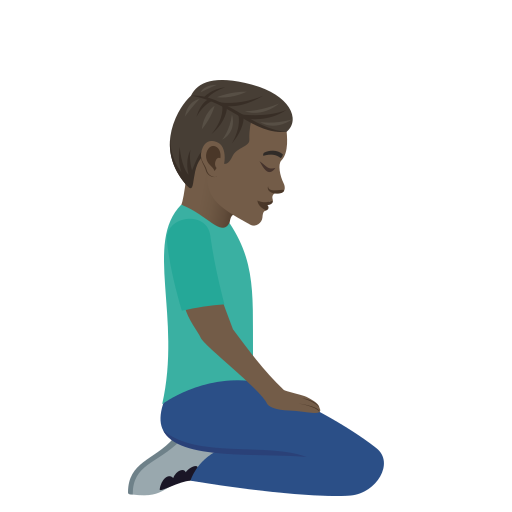 Man Kneeling Facing Right: Dark Skin Tone on JoyPixels