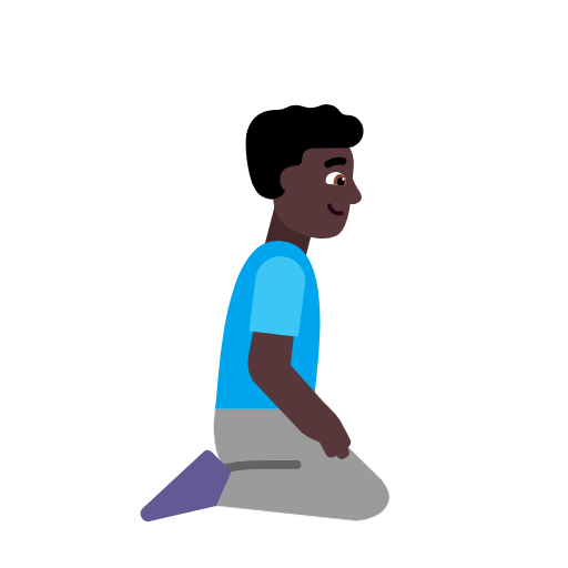 Man Kneeling Facing Right: Dark Skin Tone on Microsoft Fluent