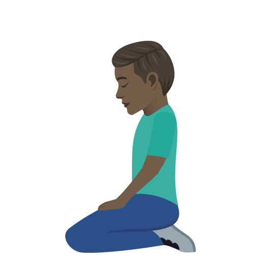 Man Kneeling: Dark Skin Tone on JoyPixels