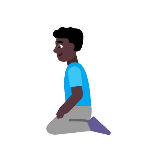 Man Kneeling: Dark Skin Tone on Microsoft Fluent