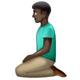 Man Kneeling: Dark Skin Tone on WhatsApp