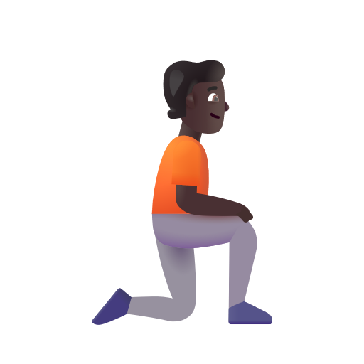 Person Kneeling Facing Right: Dark Skin Tone on Microsoft 3D