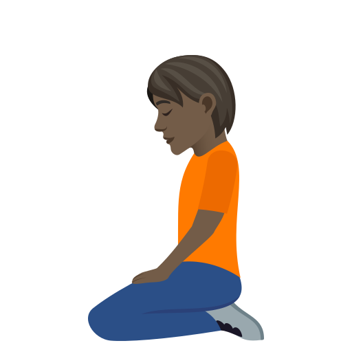 Kneeling Person: Dark Skin Tone on JoyPixels