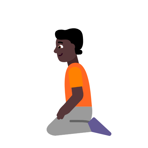 Kneeling Person: Dark Skin Tone on Microsoft Fluent