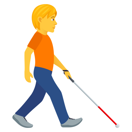 Person With White Cane Facing Right on JoyPixels