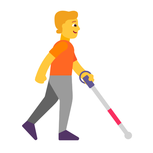 Person With White Cane Facing Right on Microsoft Fluent