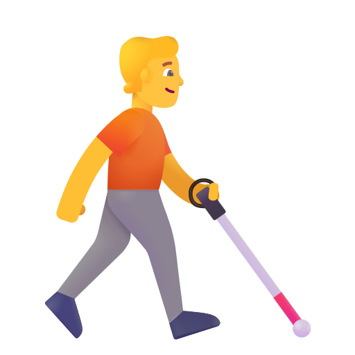 Person With White Cane Facing Right on Microsoft 3D