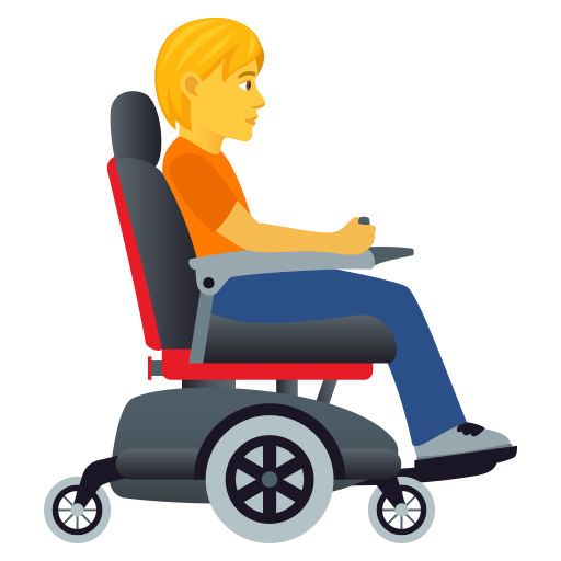 Person In Motorized Wheelchair Facing Right on JoyPixels