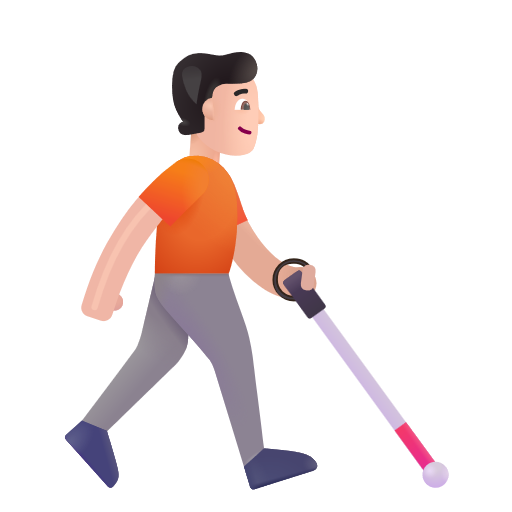Person With White Cane Facing Right: Light Skin Tone on Microsoft 3D