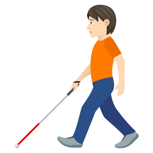 Person With White Cane: Light Skin Tone on JoyPixels