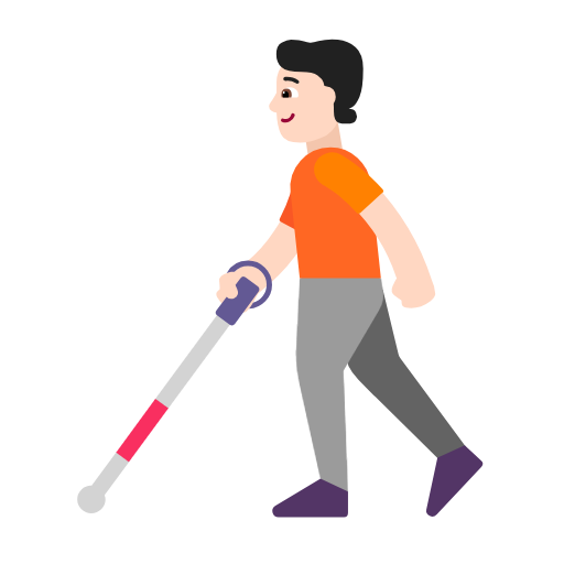 Person With White Cane: Light Skin Tone on Microsoft Fluent