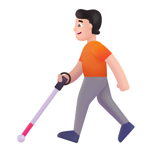 Person With White Cane: Light Skin Tone on Microsoft 3D