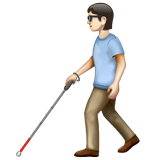 Person With White Cane: Light Skin Tone on WhatsApp