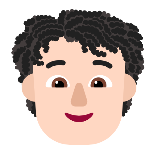 Person: Curly Hair: Light Skin Tone on Microsoft Fluent