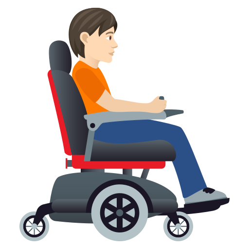 Person In Motorized Wheelchair Facing Right: Light Skin Tone on JoyPixels