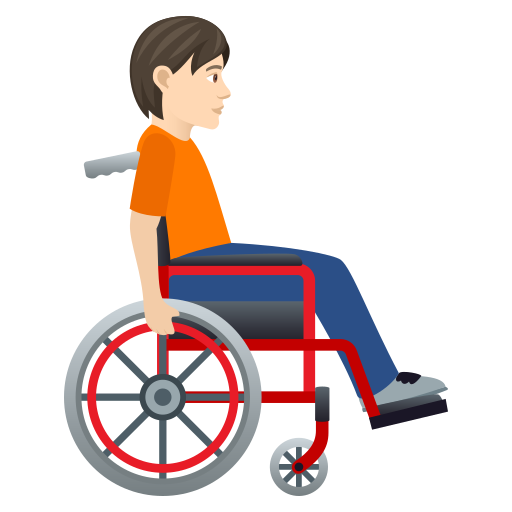 Person In Manual Wheelchair Facing Right: Light Skin Tone on JoyPixels