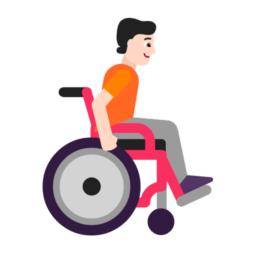 Person In Manual Wheelchair Facing Right: Light Skin Tone on Microsoft Fluent