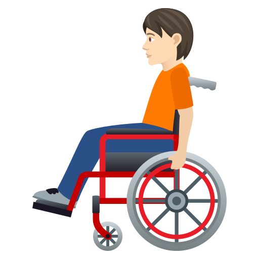 Person In Manual Wheelchair: Light Skin Tone on JoyPixels
