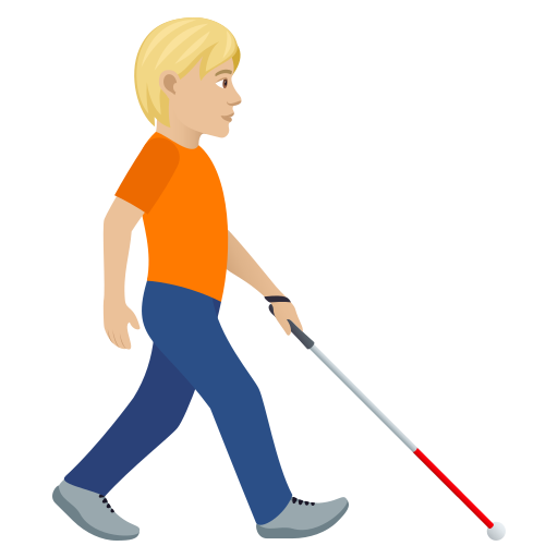 Person With White Cane Facing Right: Medium-Light Skin Tone on JoyPixels