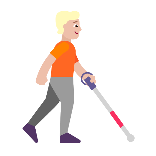 Person With White Cane Facing Right: Medium-Light Skin Tone on Microsoft Fluent