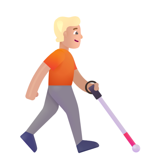 Person With White Cane Facing Right: Medium-Light Skin Tone on Microsoft 3D
