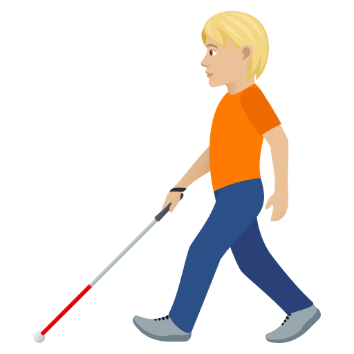 Person With White Cane: Medium-Light Skin Tone on JoyPixels