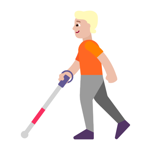 Person With White Cane: Medium-Light Skin Tone on Microsoft Fluent